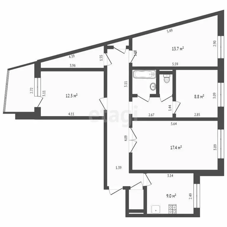 4-комнатная квартира: Тюмень, улица Газовиков, 3 (84 м) - Фото 0
