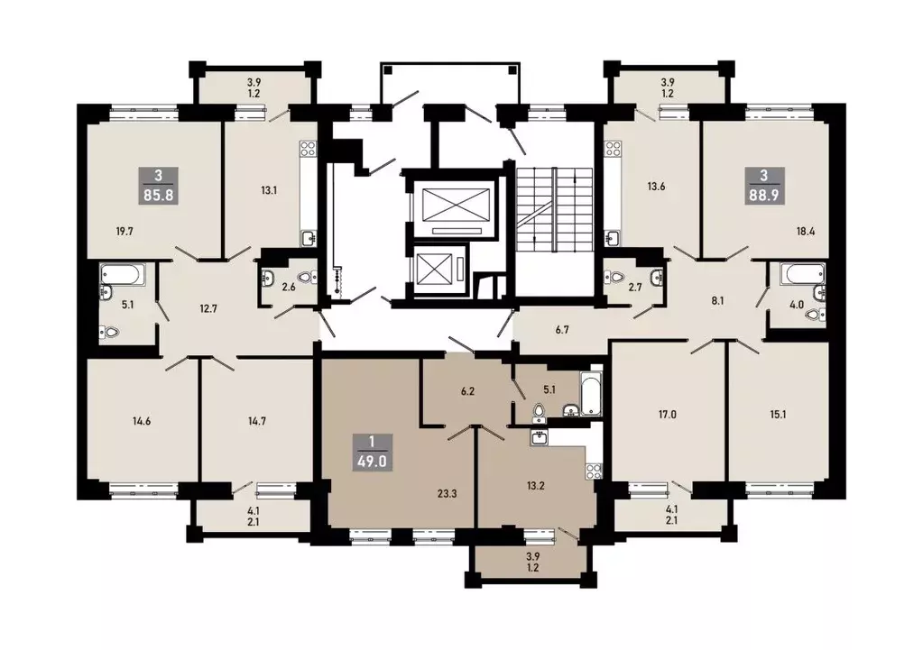 3-к кв. Омская область, Омск Гармония жилой комплекс (81.6 м) - Фото 2