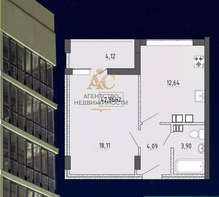 1-к кв. Крым, Феодосия ул. Грина, 35к2 (43.0 м) - Фото 2