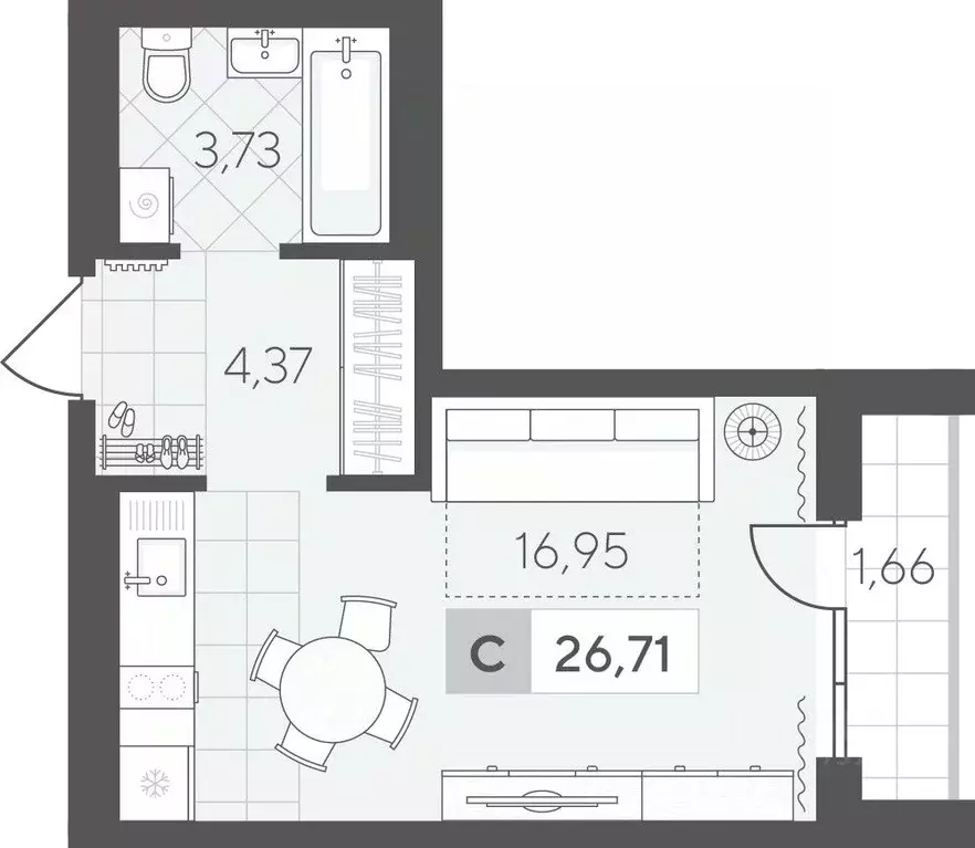 Студия Тюменская область, Тюмень Скандиа.Квартал в Комарово Парк жилой ... - Фото 1