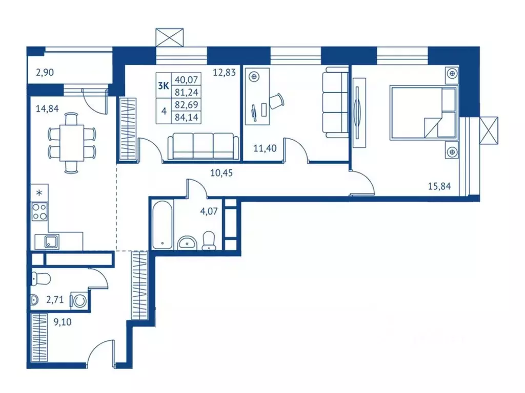 3-к кв. Московская область, Королев Новые Подлипки мкр, Поколение ... - Фото 1