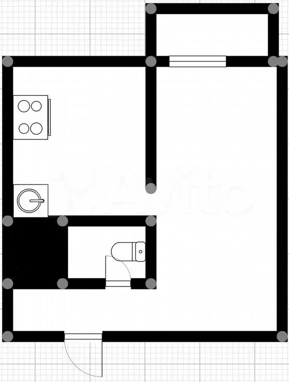 1-к. квартира, 30,6 м, 5/5 эт. - Фото 0