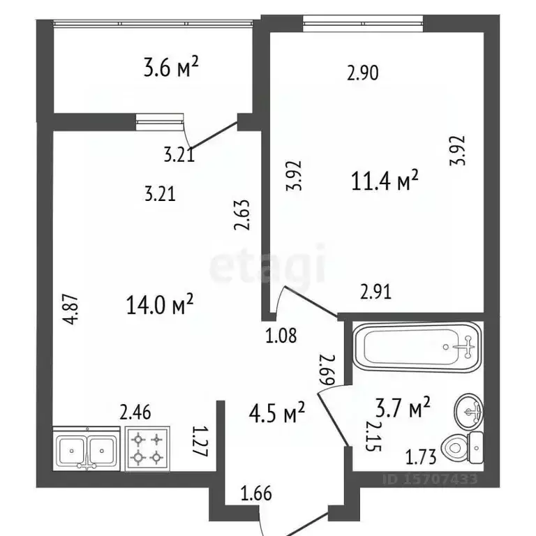 1-к кв. Санкт-Петербург ул. Плесецкая, 24 (33.6 м) - Фото 2