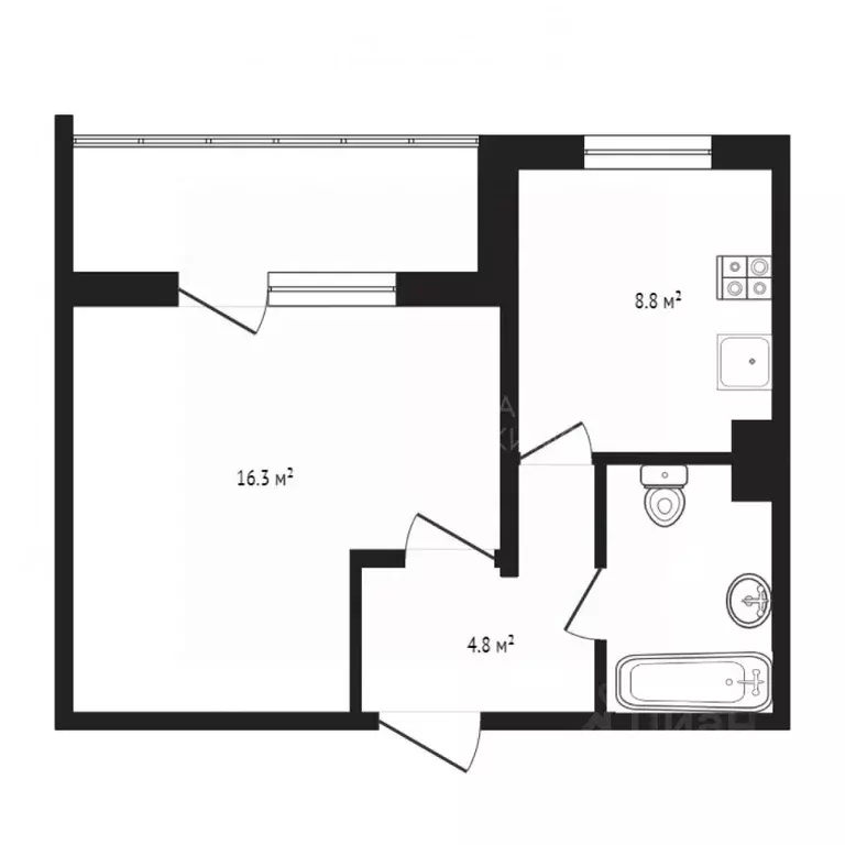 1-к кв. Тюменская область, Тюмень Солнечный проезд, 22 (34.1 м) - Фото 2