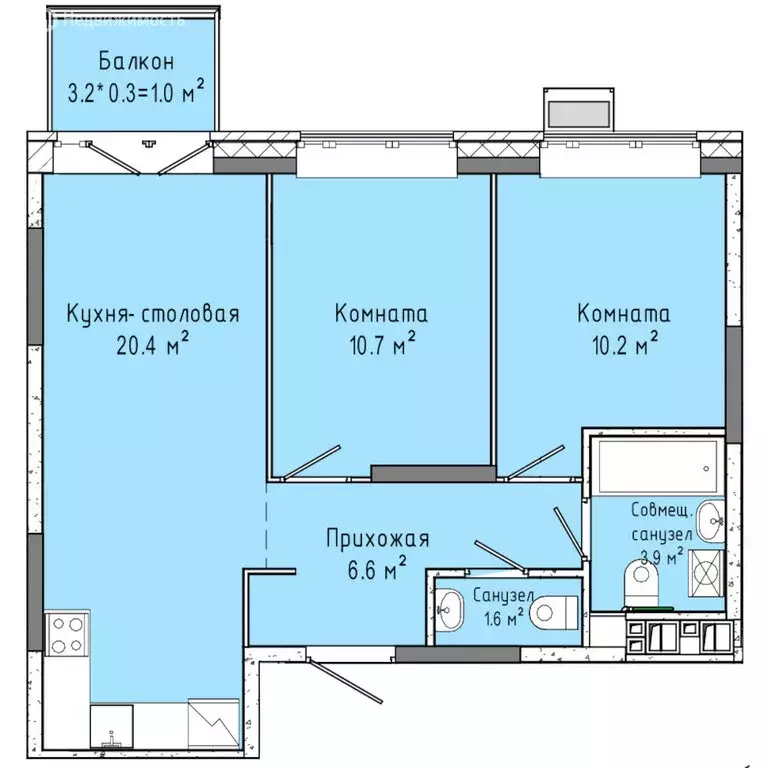 2-комнатная квартира: Ижевск, улица Ленина, 91/1 (54.4 м) - Фото 0