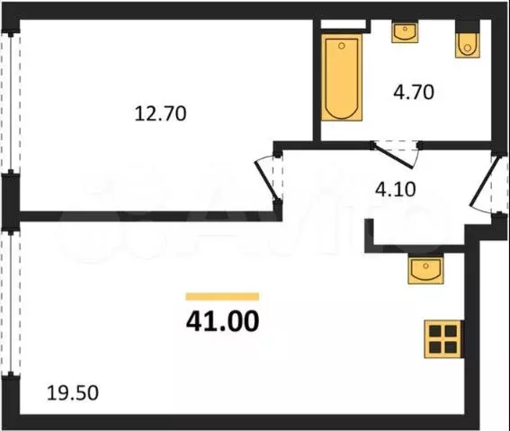 1-к. квартира, 41 м, 2/16 эт. - Фото 0