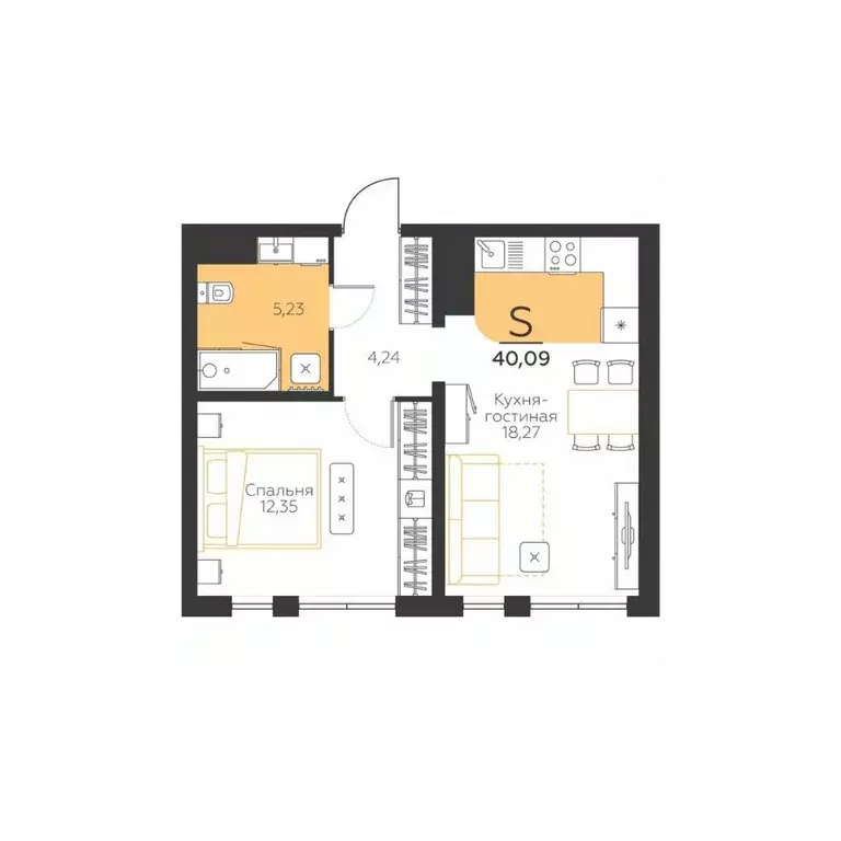 1-к кв. Тульская область, Тула городской округ, пос. Молодежный 10 ... - Фото 1