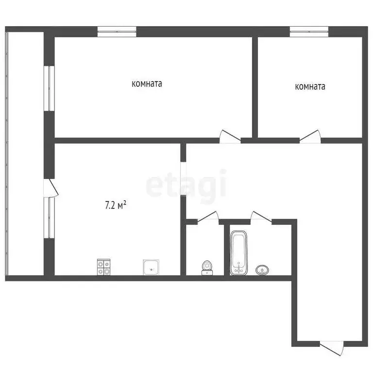 2-комнатная квартира: город Светлый, улица Космонавта Пацаева, 3 (43.7 ... - Фото 1