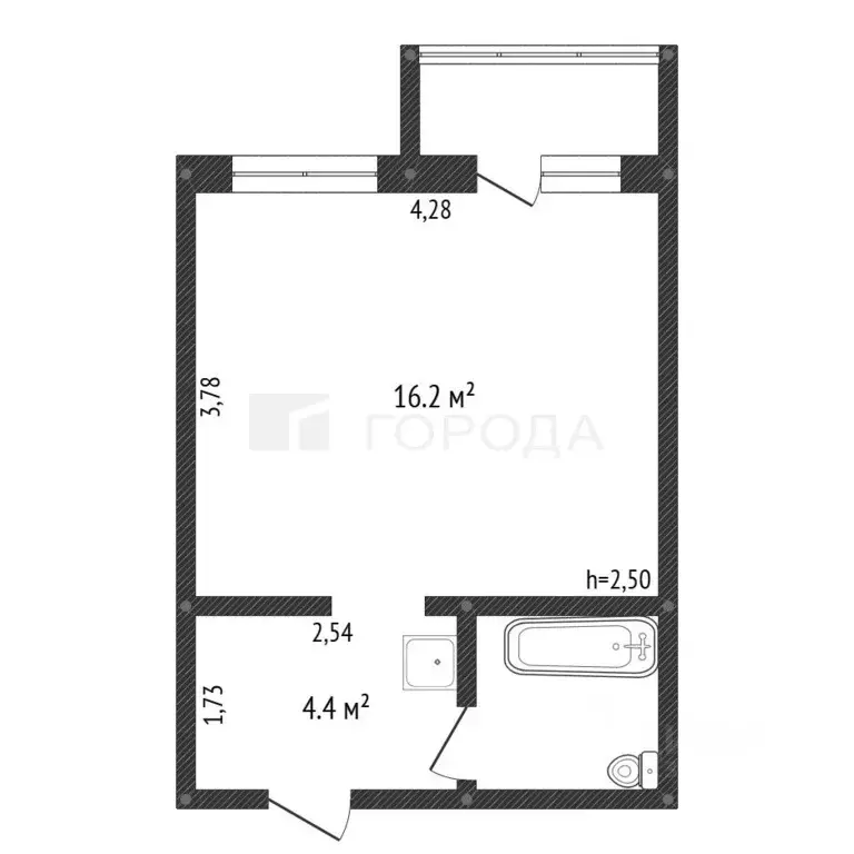 Студия Кемеровская область, Новокузнецк проезд Курбатова, 4 (23.5 м) - Фото 2