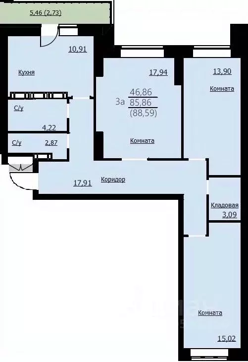 3-к кв. Ярославская область, Ярославль Красноборская ул., 38к2 (88.59 ... - Фото 1