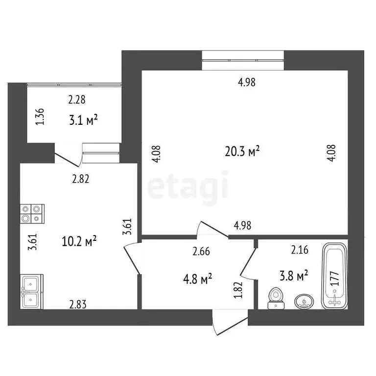 1-комнатная квартира: Стерлитамак, Волочаевская улица, 22Г (42.2 м) - Фото 1