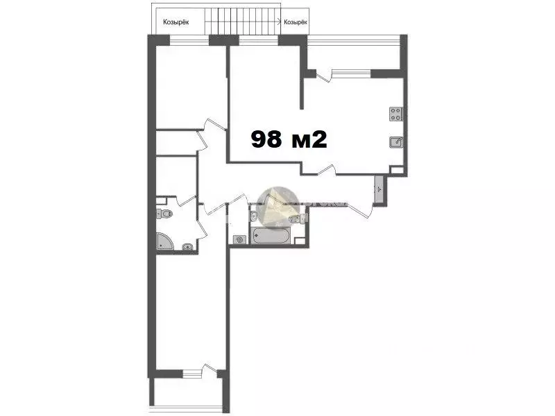2-к кв. Санкт-Петербург Парашютная ул., 77к1 (98.0 м) - Фото 2