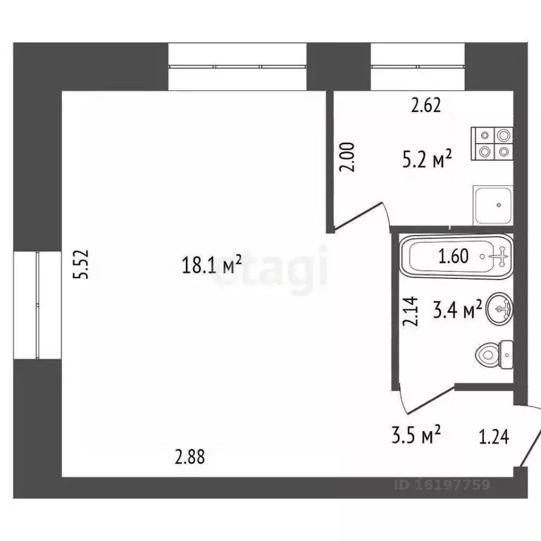 1-к кв. Саха (Якутия), Муниципальный район Хангаласский у., ... - Фото 2