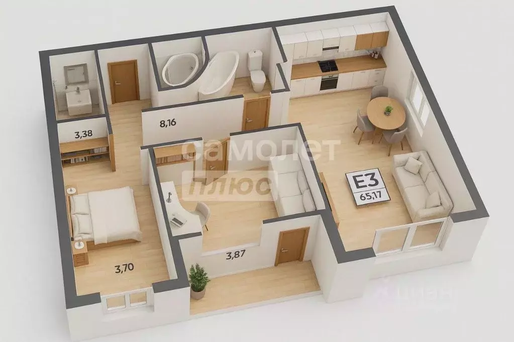 2-к кв. Рязанская область, Рязанский муниципальный округ, с. Дядьково ... - Фото 2