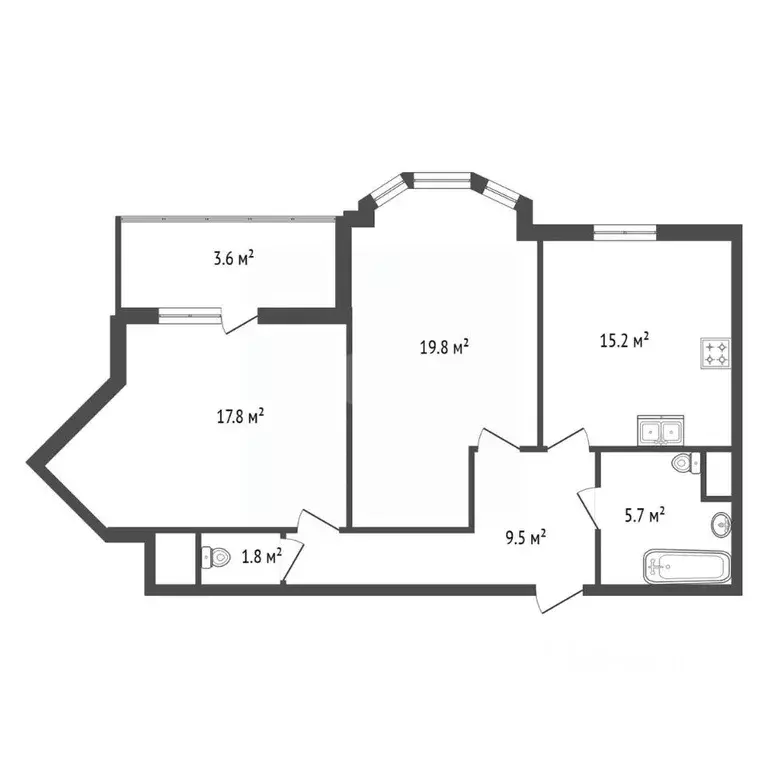 2-к кв. Санкт-Петербург Петрозаводская ул., 13 (70.8 м) - Фото 2