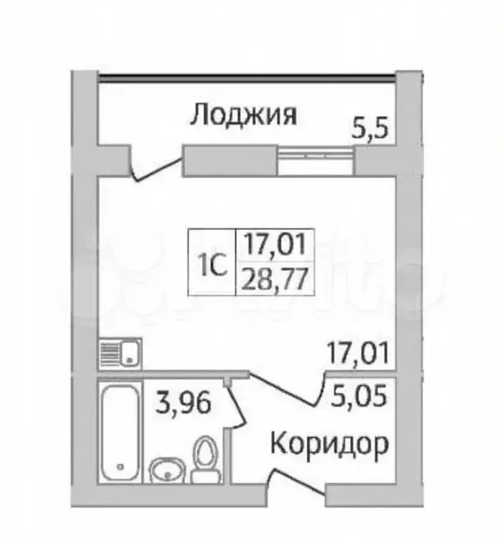 Квартира-студия, 28 м, 6/12 эт. - Фото 0