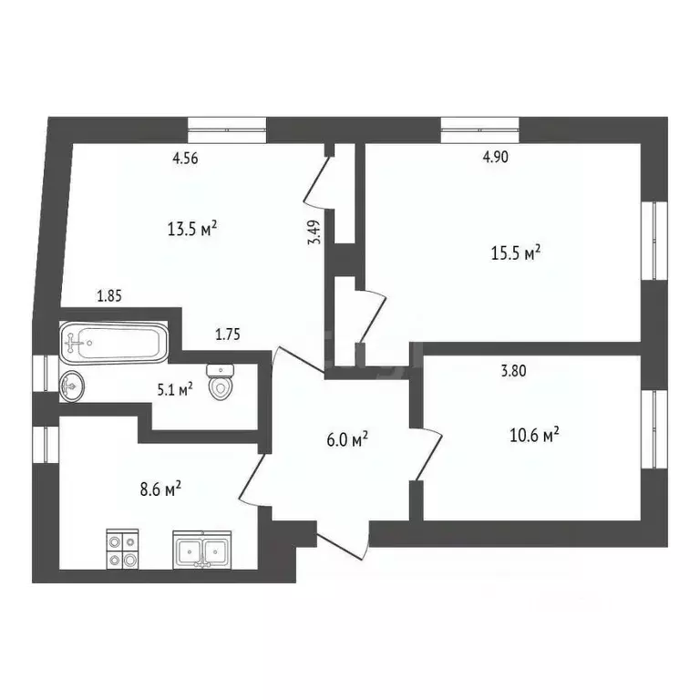 3-к кв. Ярославская область, Ярославль ул. Володарского, 50 (60.5 м) - Фото 2