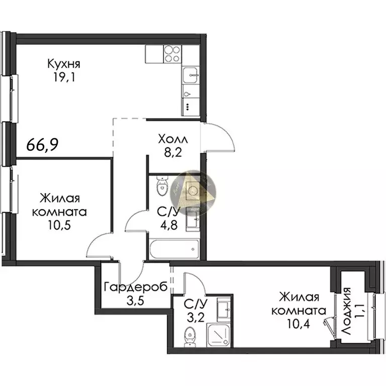 2-комнатная квартира: Санкт-Петербург, Галерный проезд, 1к2 (66.9 м) - Фото 1