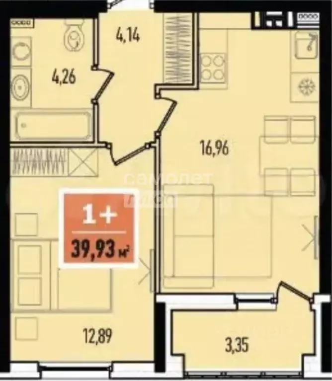 1-к кв. Тюменская область, Тюмень ул. Краснооктябрьская, 14 (38.4 м) - Фото 2