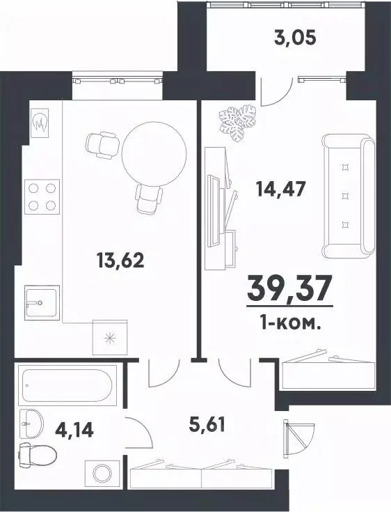 1-к кв. Волгоградская область, Волгоград Долина-2 жилрайон,  (39.37 м) - Фото 0