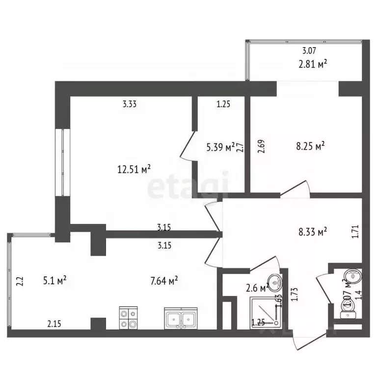 2-к кв. Севастополь просп. Генерала Острякова, 155А (46.7 м) - Фото 2