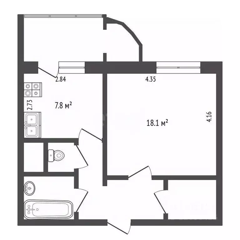 1-к кв. Московская область, Балашиха Солнечная ул., 23 (44.0 м) - Фото 2