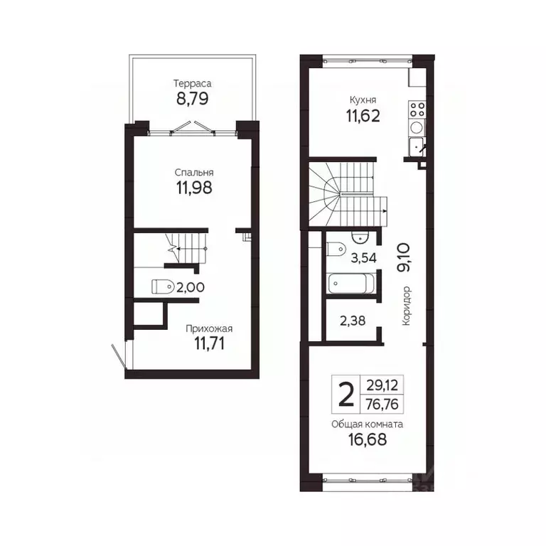 2-к кв. Томская область, Томск Комсомольский просп., 48Б (76.74 м) - Фото 1