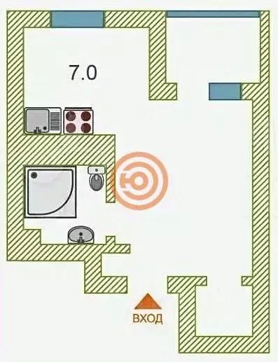 Студия Тюменская область, Тюмень Дамбовская ул., 25к1 (24.2 м) - Фото 2