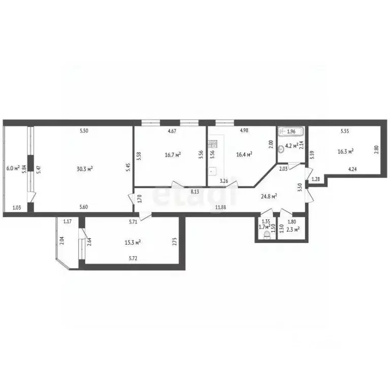 3-к кв. Тамбовская область, Тамбов ул. Рылеева, 71к1 (127.9 м) - Фото 2