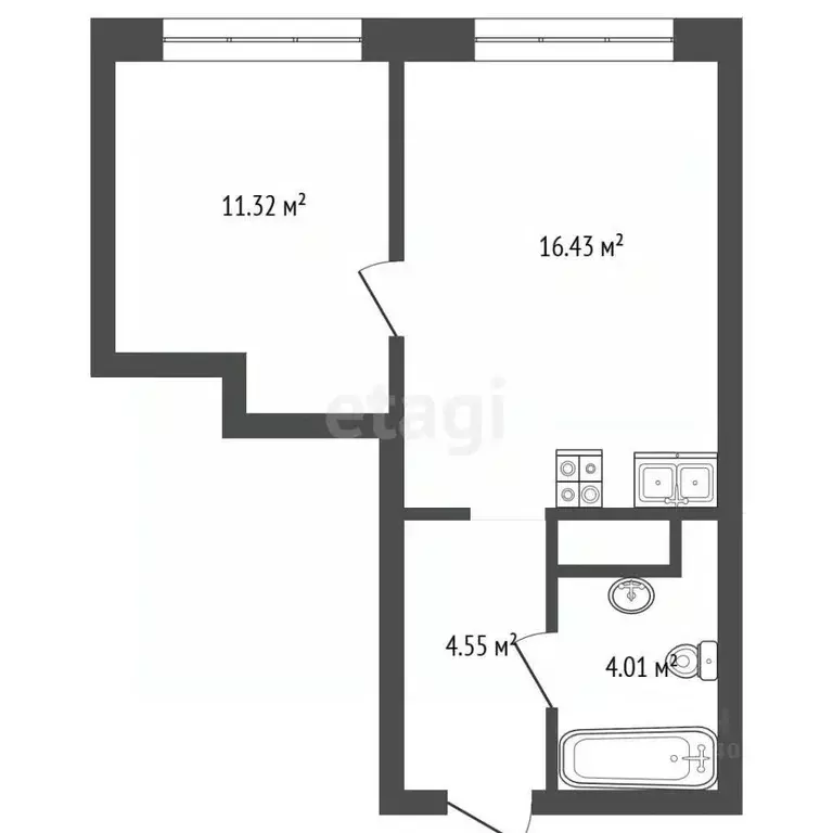 1-к кв. Тюменская область, Тюмень ул. Вадима Бованенко, 7 (36.4 м) - Фото 2