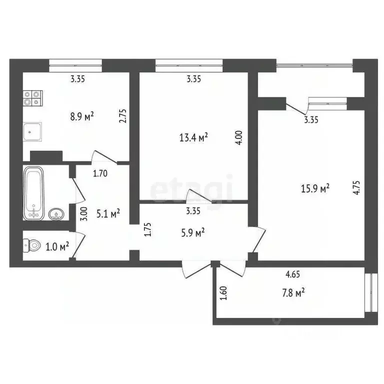 3-к кв. Ставропольский край, Буденновск 6-й мкр, 11 (60.3 м) - Фото 1