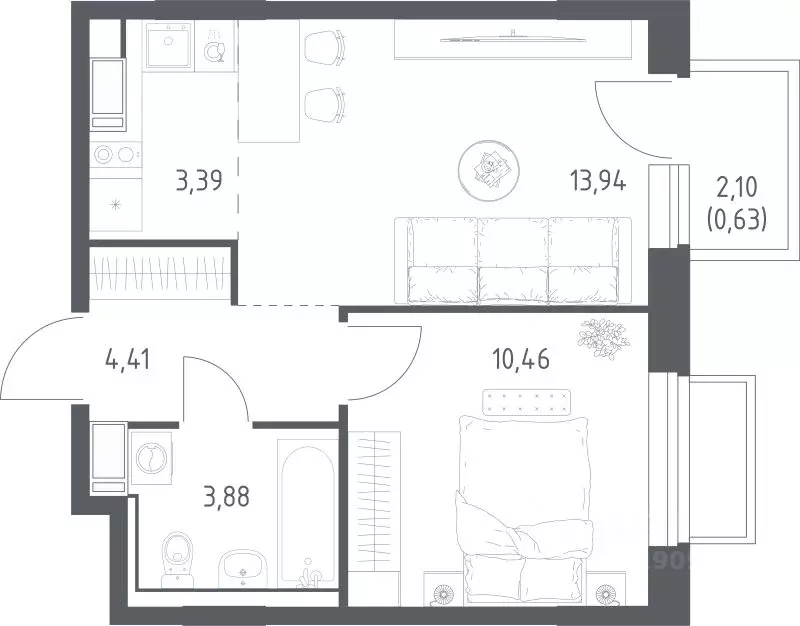 1-к кв. Московская область, Люберцы городской округ, Мирный пгт ... - Фото 1