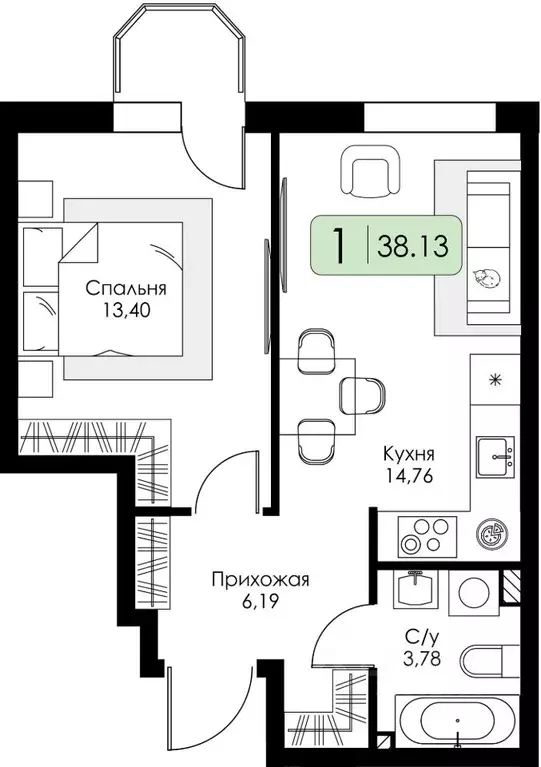 1-к кв. Ленинградская область, Всеволожский район, Романовское с/пос, ... - Фото 1
