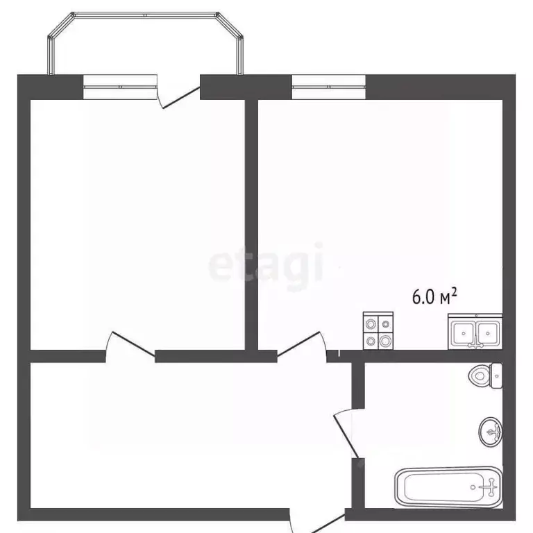 2-к кв. Московская область, Клин Клинская ул., 26 (48.6 м) - Фото 1