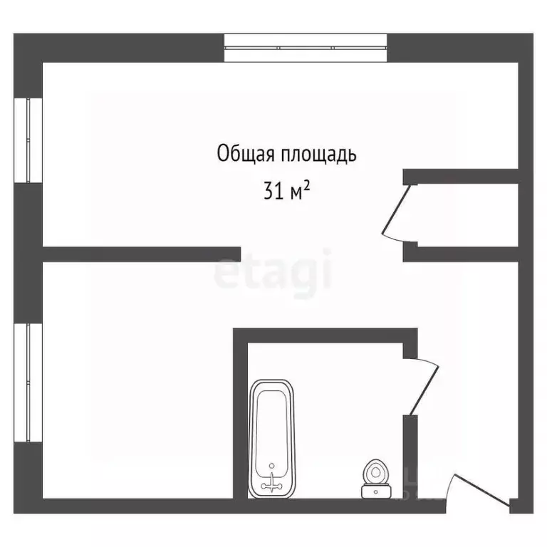 1-к кв. Кемеровская область, Прокопьевск Ноградская ул., 18 (31.0 м) - Фото 2