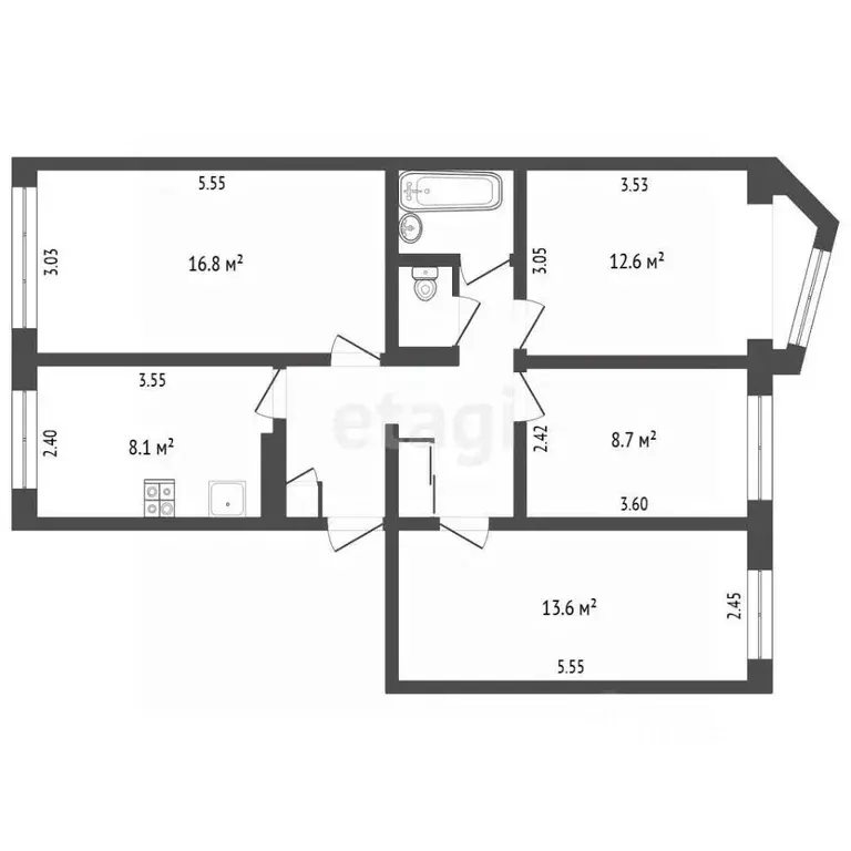 4-к кв. Камчатский край, Петропавловск-Камчатский Звездная ул., 21 ... - Фото 2