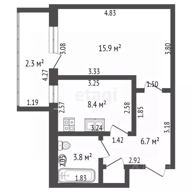 1-к кв. Башкортостан, Стерлитамак ул. Сакко и Ванцетти, 74 (35.4 м) - Фото 1