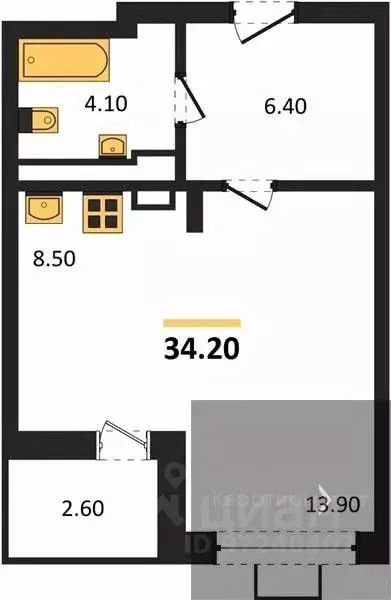 Студия Воронежская область, Воронеж Ключи мкр, Ключи-клаб жилой ... - Фото 1