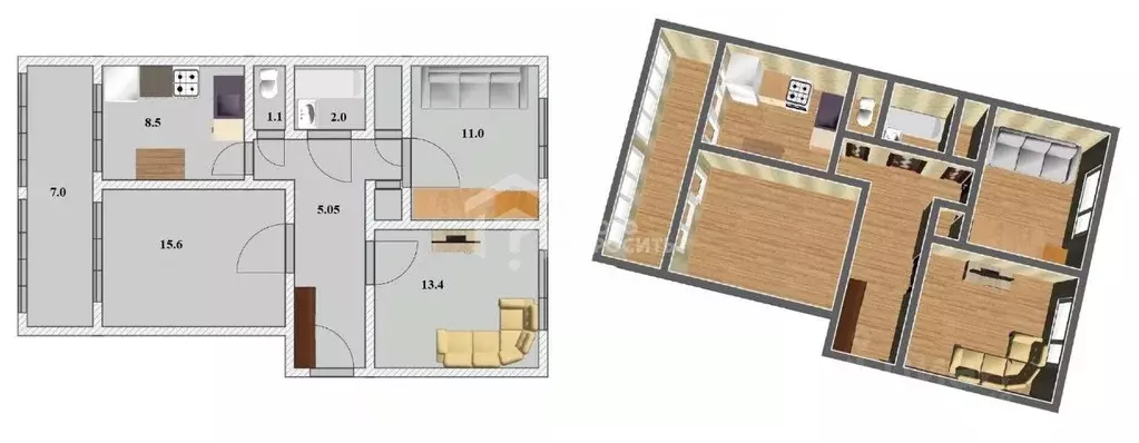3-к кв. Санкт-Петербург, Санкт-Петербург, Петергоф Ропшинское ш., 12 ... - Фото 2