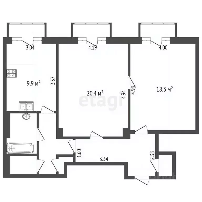2-к кв. Москва Октябрьская ул., 69 (68.1 м) - Фото 2