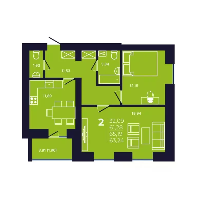 2-к кв. Башкортостан, Уфа Затон-Восточный жилрайон, Новаленд мкр,  ... - Фото 1