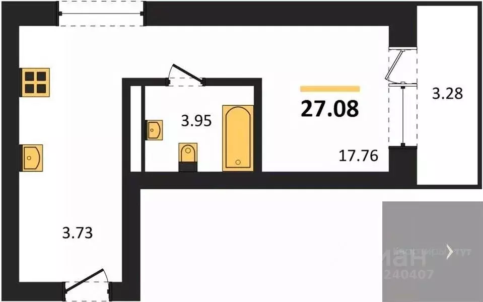 Студия Воронежская область, Воронеж Транспортная ул., 58 (27.08 м) - Фото 0