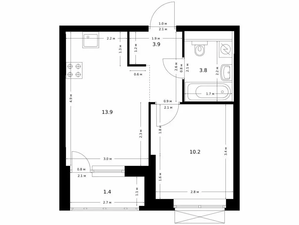 1-комнатная квартира: Казань, ЖК Сиберово (33.2 м) - Фото 0