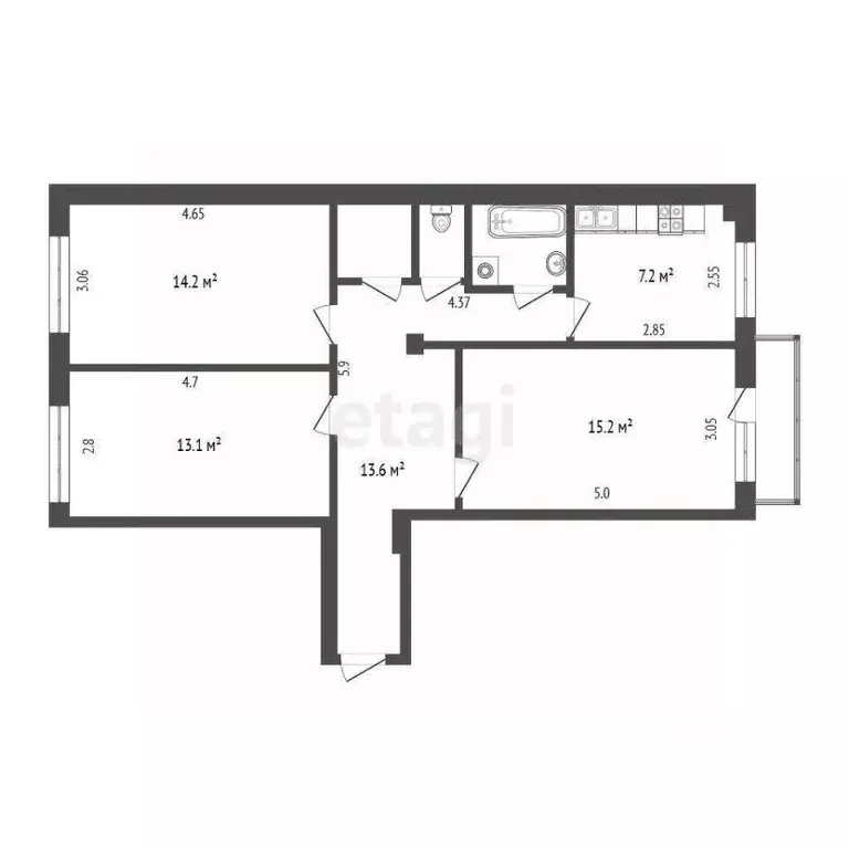 3-к кв. Москва просп. Мира, 114 (70.1 м) - Фото 2