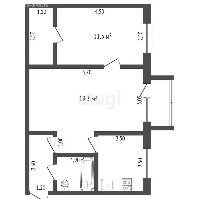 2-комнатная квартира: Бийск, Ленинградская улица, 62/1 (46.4 м) - Фото 0