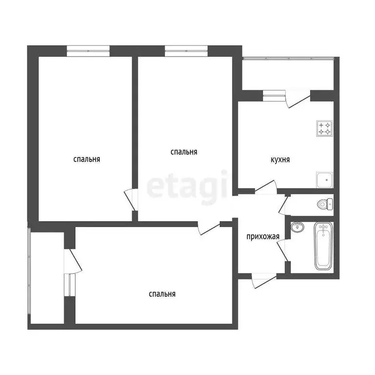 3-комнатная квартира: Белгород, бульвар Юности, 3А (62.8 м) - Фото 0