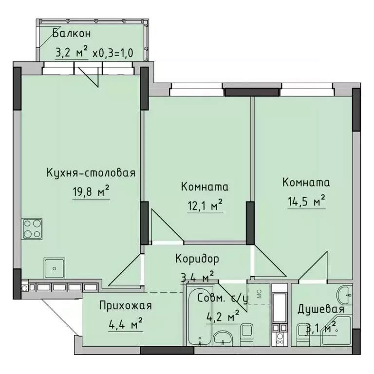 2-к кв. Удмуртия, Ижевск ул. Холмогорова, 89 (62.5 м) - Фото 0