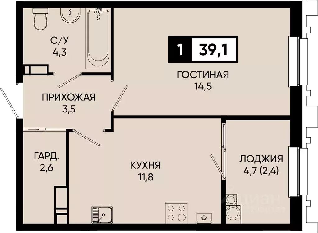 1-к кв. Ставропольский край, Кисловодск городской округ, пос. ... - Фото 0