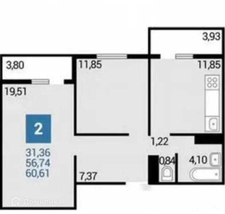 Продаётся 2-к квартира, 65 м - Фото 1