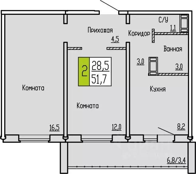 2-к кв. Курганская область, Курган ул. Карбышева, 52 (51.7 м) - Фото 0
